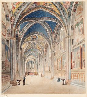 Scuola europea prima metÃ  del XIX secolo - Interior of the Upper Basilica of San Francesco in Assisi, 1832