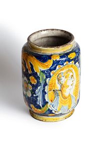 Vase in polychrome majolica, Caltagirone, 17th century