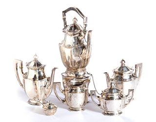 Silver service with samovar composed of 5 pieces, first half of the 20th century