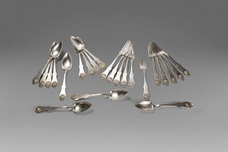 Silver cutlery set, Naples, 19th century