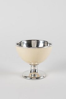 Ostrich egg cupped in silver, 20th century