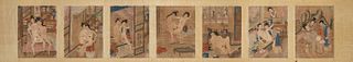 Seven erotic scenes, China early 19th century, painted on silk