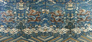 Kesi depicting dragons, waves and clouds, China 19th century