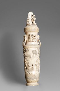 Ivory vase with lid, China, early 20th century