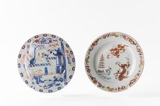 Two polychrome ceramic plates, China, late 18th century