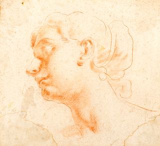 Scuola emiliana, secolo XVII - Study for a Woman's Head in Profile
