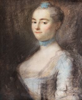 Scuola dellâ€™Italia settentrionale, secolo XVIII - Half-length young woman in blue dress