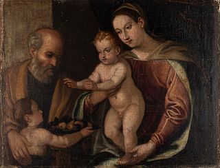 Scuola veneta, secolo XVI - Holy Family with San Giovannino