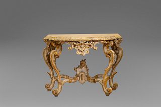 Console in lacquered and gilded wood, 18th century