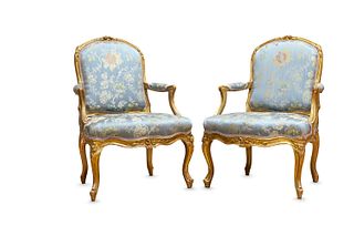 Pair of Louis XV armchairs, 18th century