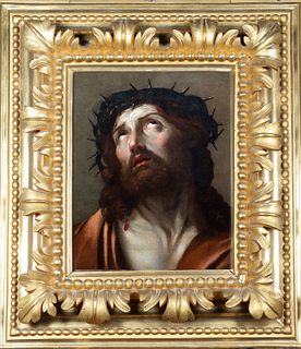 Seguace di Guido Reni - Head of Christ crown of thorns