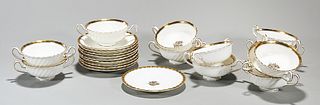 Group of Minton's English Gilt Porcelain Cups and Saucers