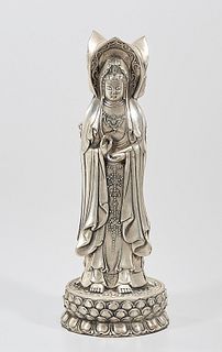 Chinese Silver Plated Triple Guanyin