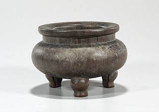 Chinese Bamboo Root Carved Tripod Censer