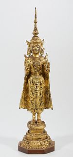 Thai Gilt Metal Standing Buddha