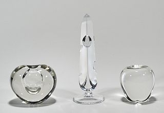 Group of Three Signed Crystal Glassware Pieces
