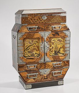 19th Century Japanese Lacquer and Parquetry Cabinet
