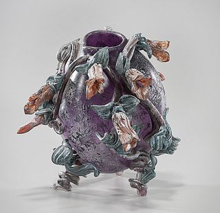 Polychrome Glazed Ceramic Fish Vase