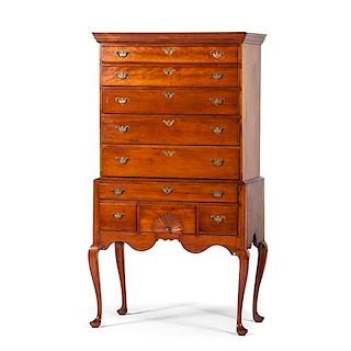 New England Queen Anne High Chest of Drawers 