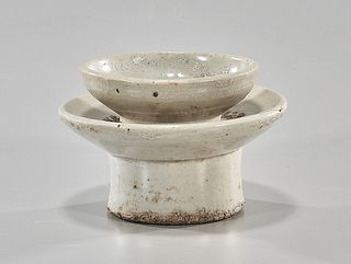 Korean Glazed Ceramic Cup and Stand