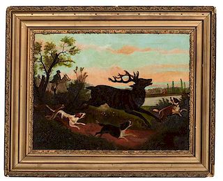 English Folk Art Hunt Scene, 19th Century 