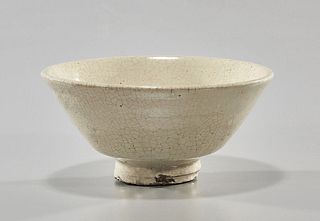 Korean White Crackle Glazed Ceramic Bowl