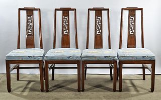 Set of Six Chinese Wood Chairs