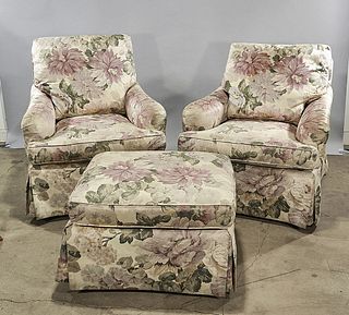 Four Piece Set of Upholstered Baker Furniture