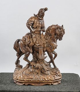 Chinese Earthenware Sculpture of a Figure on Horseback