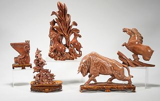 Group of Five Chinese Stone Carvings