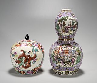 Two Chinese Enameled Porcelain Pieces