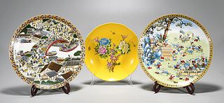 Three Chinese Enameled Porcelain Plates