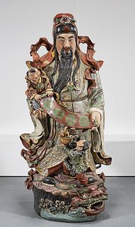 Large Chinese Enameled Porcelain Figure With Child