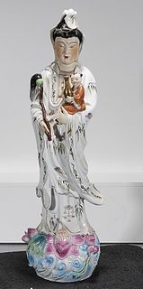 Chinese Enameled Porcelain Standing Guanyin