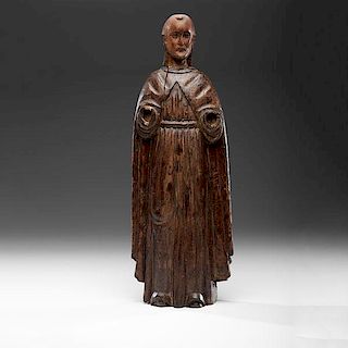 Continental Carved Wooden Monk 