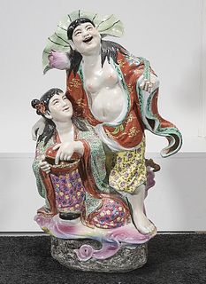 Chinese Enameled Porcelain Figure Group