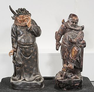 Two Chinese Stone Zhong Kui Figures