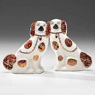 Staffordshire Copper Luster Spaniels 