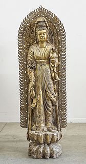 Painted Wood Sculpture of Guanyin