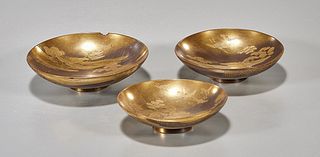 Set of Three Elaborate Japanese Lacquer Dishes