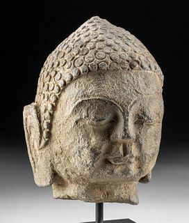 Chinese Northern Qi Stone Buddha Head