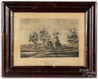 Lithograph of Old Swedes Church, Wilmington, DE