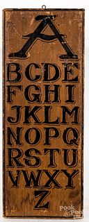 Painted pine alphabet sign, ca. 1900
