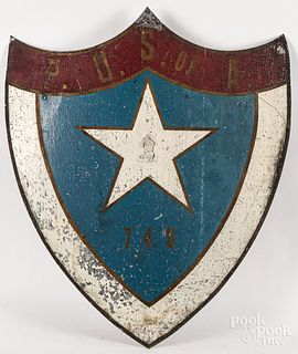 Painted zinc shield sign