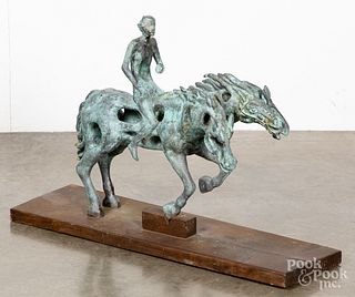 Georgina Farias bronze surrealist horse and rider