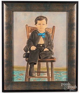 Pastel portrait of a seated boy, ca. 1900