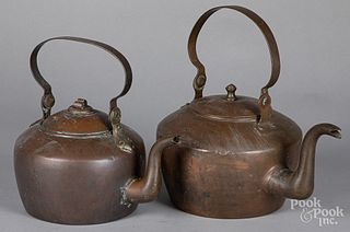 Two American copper kettles, 19th c.