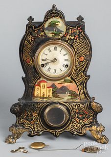 Victorian painted iron shelf clock