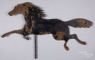 Sheet iron running horse weathervane, late 19th c