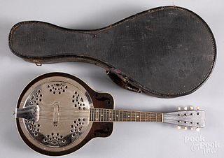 Wards resonator mandolin with case.